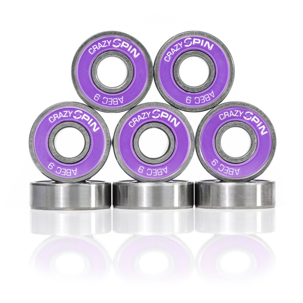Crazy Skates Spin Purple Bearings | Set of 8 | High-Quality Bearings