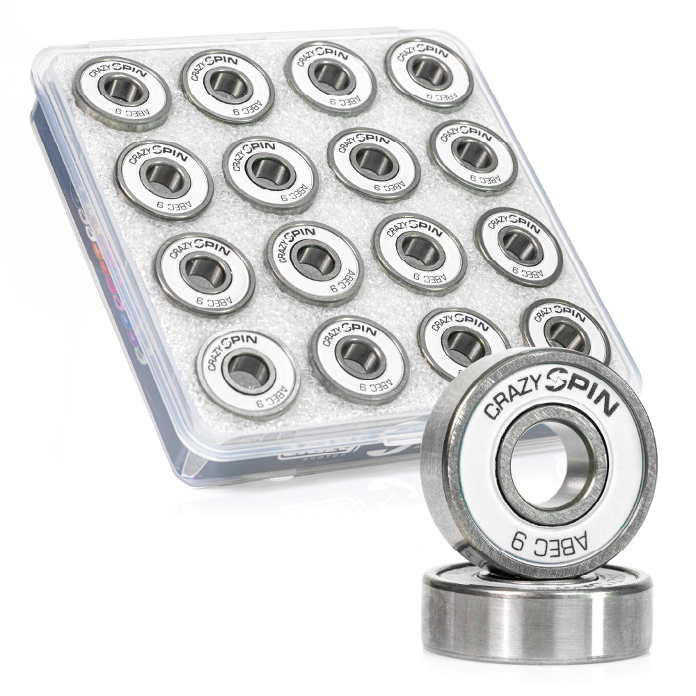 Crazy Skates Spin White Bearings | Case of 16 | High-Quality Bearings