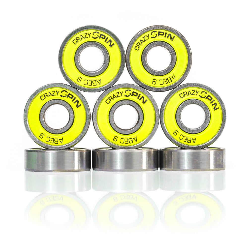 Crazy Skates Spin Yellow Bearings | Set of 8 | High-Quality Bearings