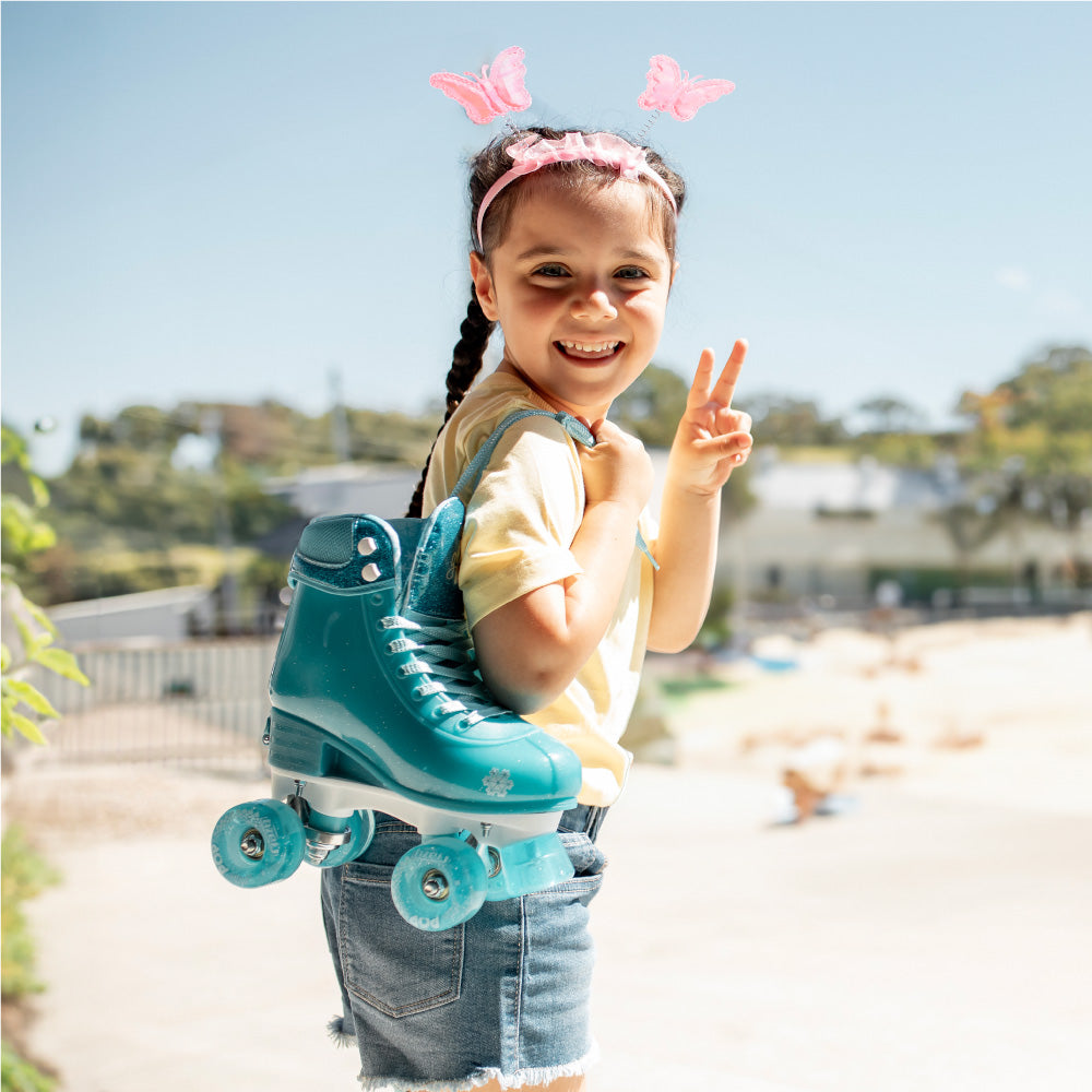 GLITTER POP Teal - Size Adjustable Roller Skates