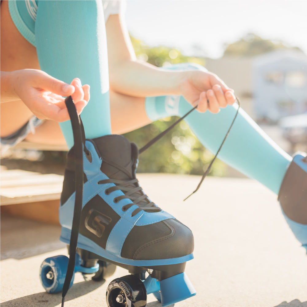 SK8 Blue - Size Adjustable Hi-Top Roller Skates