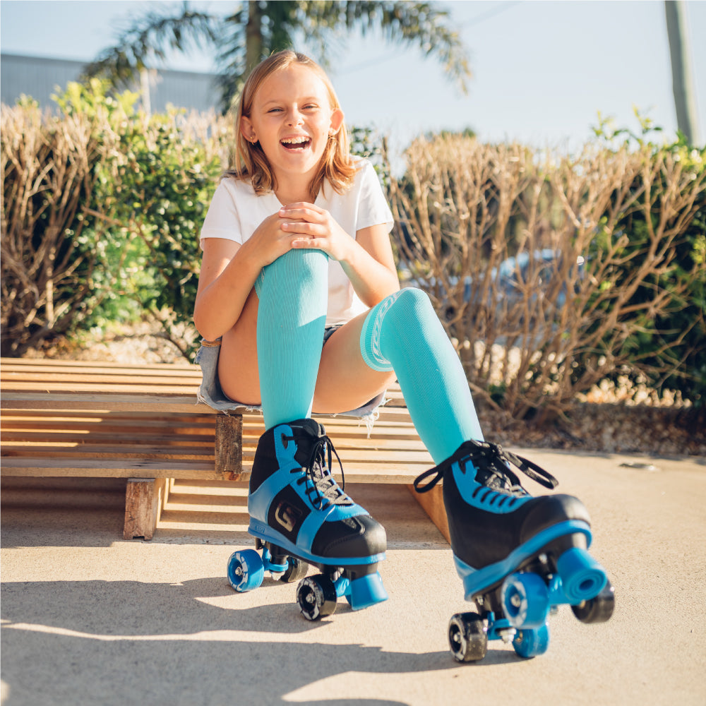 SK8 Blue - Size Adjustable Hi-Top Roller Skates