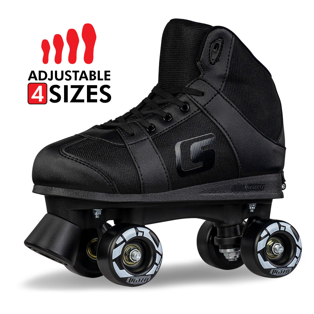 SK8 Black - Size Adjustable Hi-Top Roller Skates