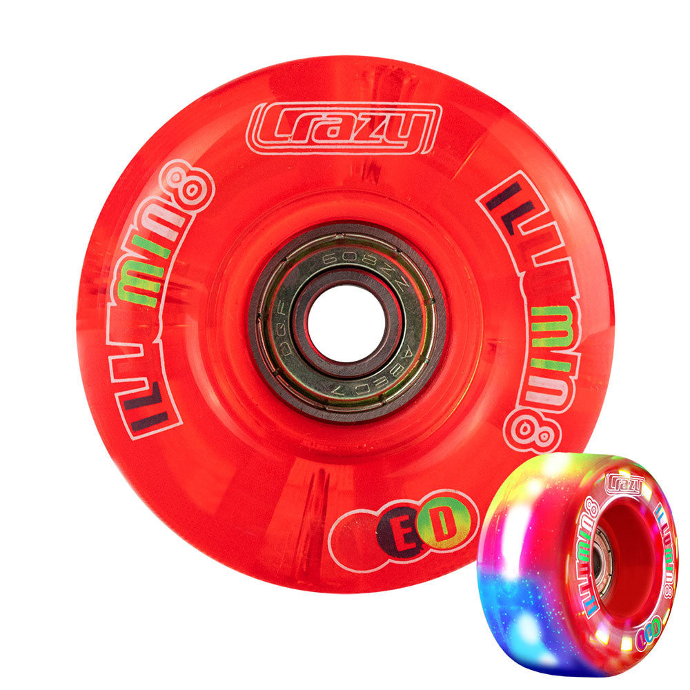 illumin8 Red | LED Light-Up Roller Skate Wheels | Set of 2