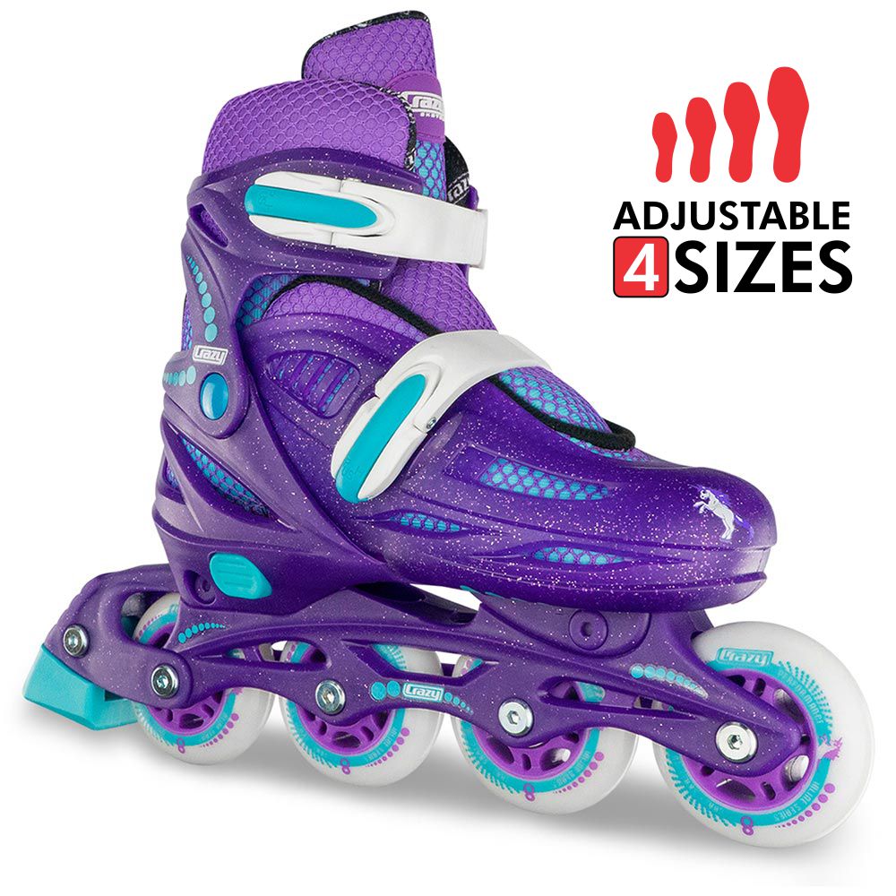 148 Purple Teal - Size Adjustable Inline Skates