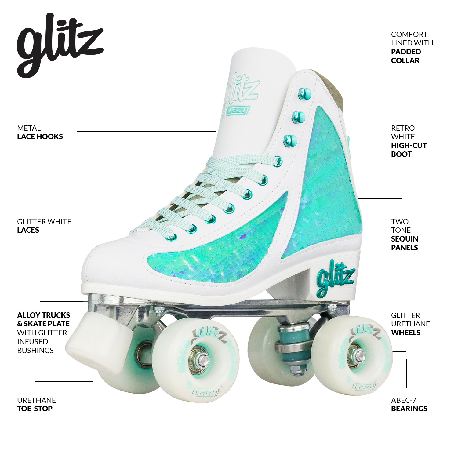 Warehouse Deal | GLITZ Turquoise - Roller Skates