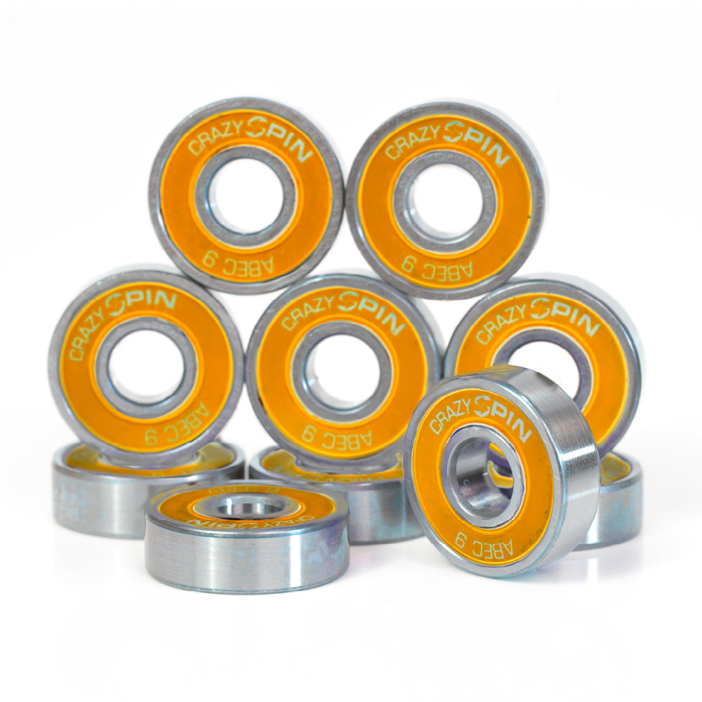 えーすけ Crazy Skates Spin Orange Bearings | Case of 16 | High-Quality Bearings