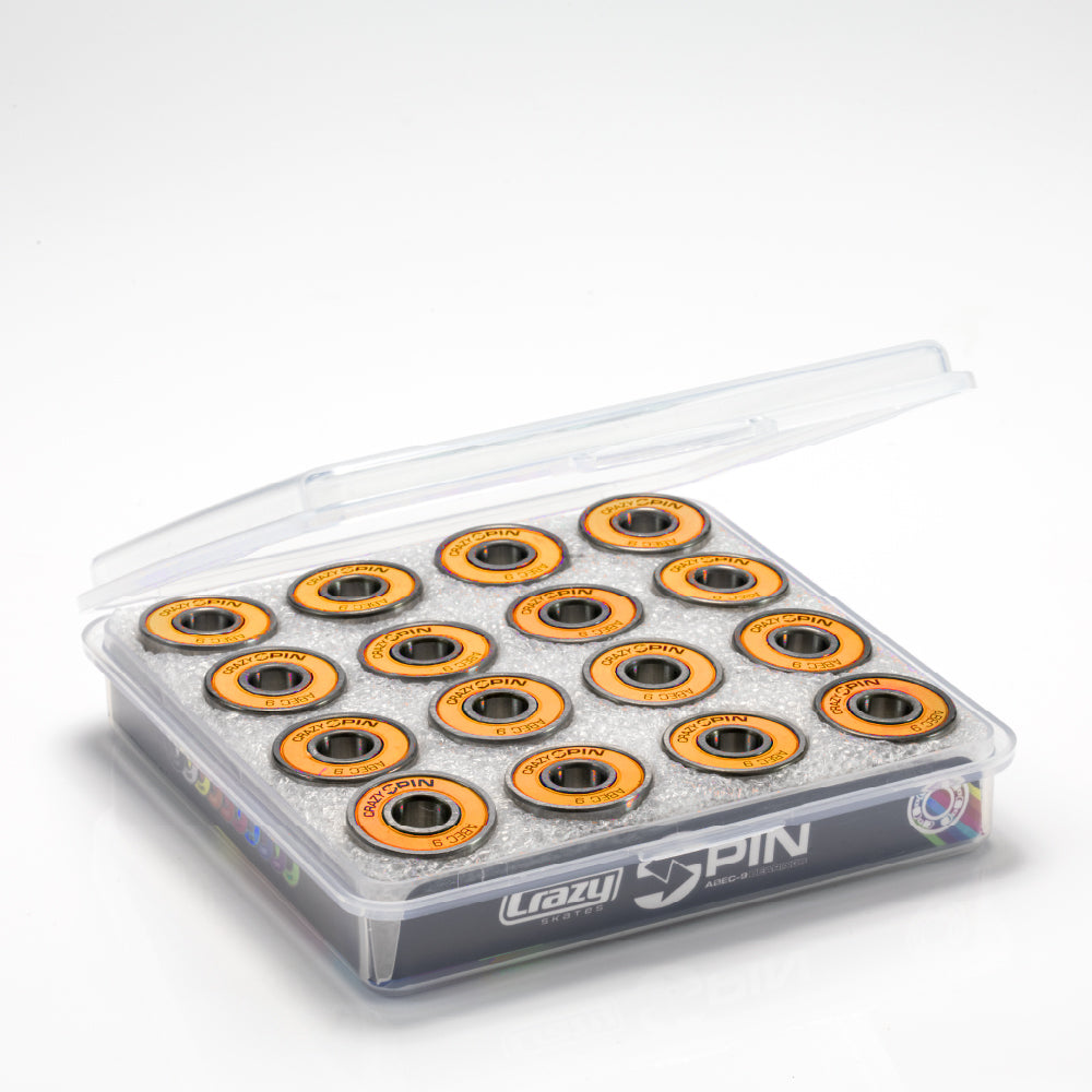 Crazy Skates Spin Orange Bearings | Case of 16 | High-Quality Bearings