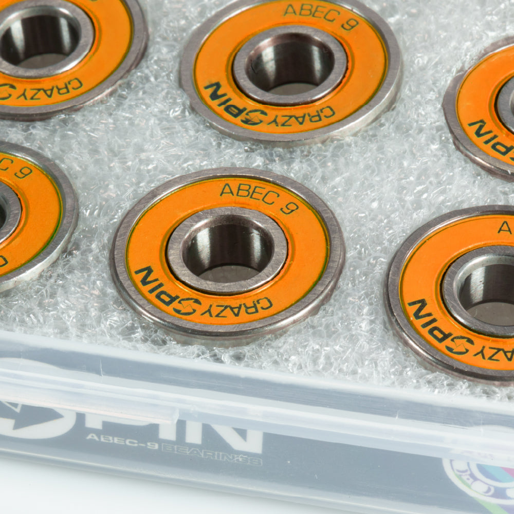 Crazy Skates Spin Orange Bearings | Case of 16 | High-Quality Bearings
