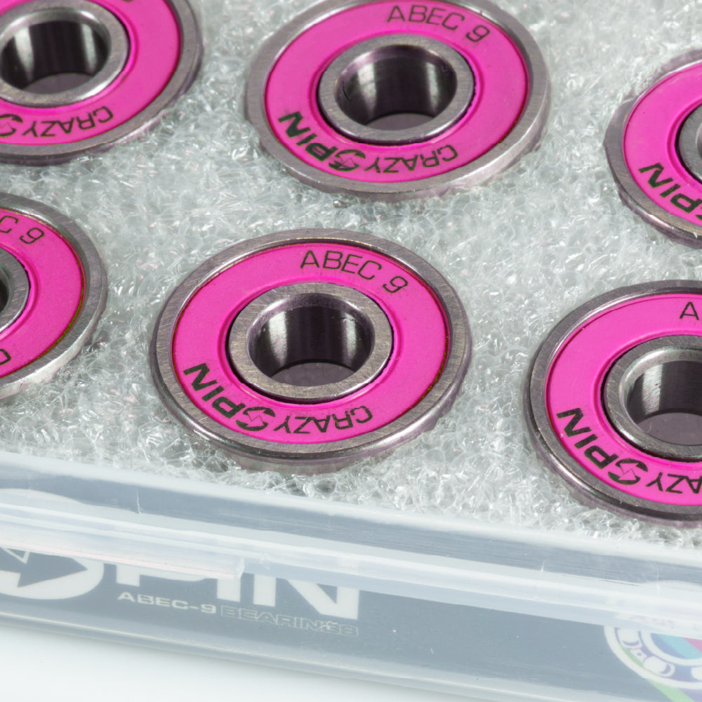 Crazy Skates Spin Pink Bearings | Case of 16 | High-Quality Bearings