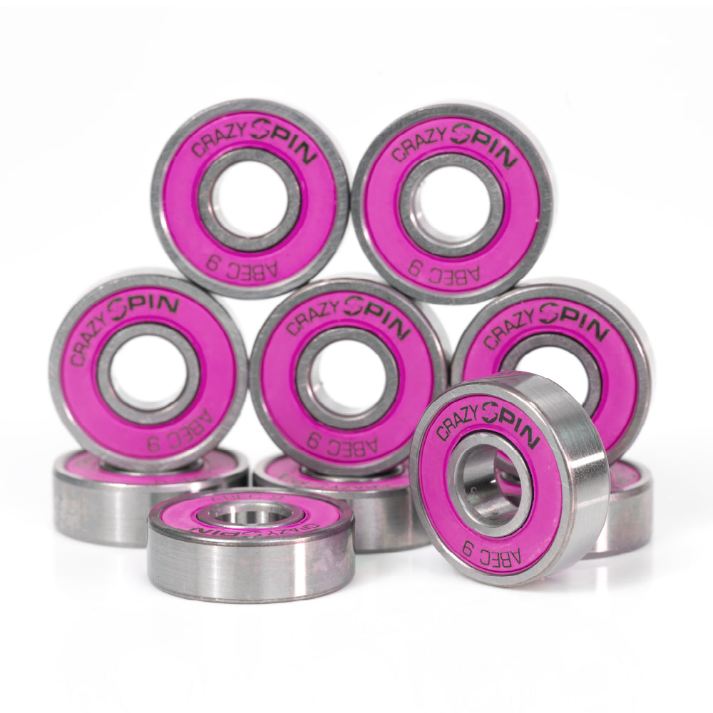 Crazy Skates Spin Pink Bearings | Case of 16 | High-Quality Bearings