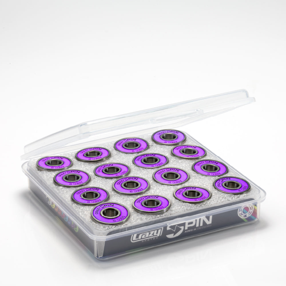 Crazy Skates Spin Purple Bearings | Case of 16 | High-Quality Bearings
