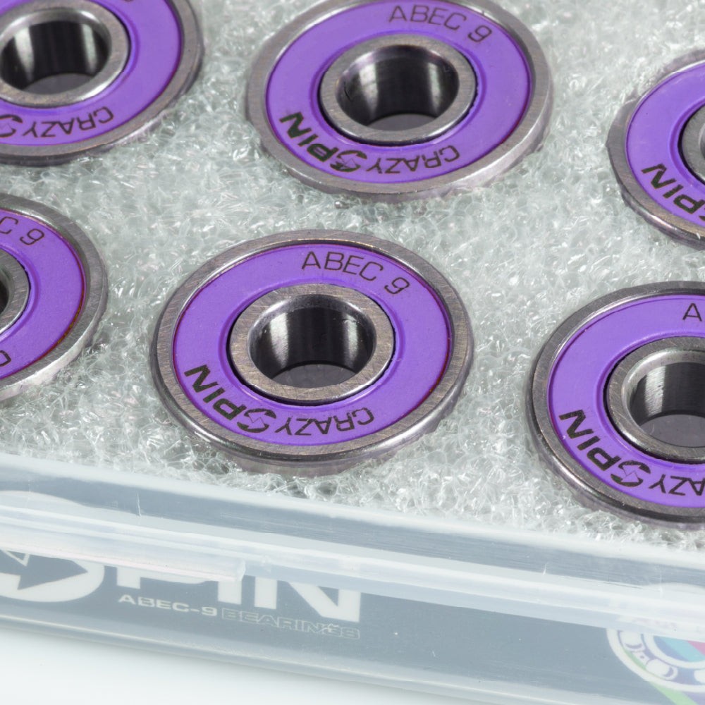 Crazy Skates Spin Purple Bearings | Case of 16 | High-Quality Bearings