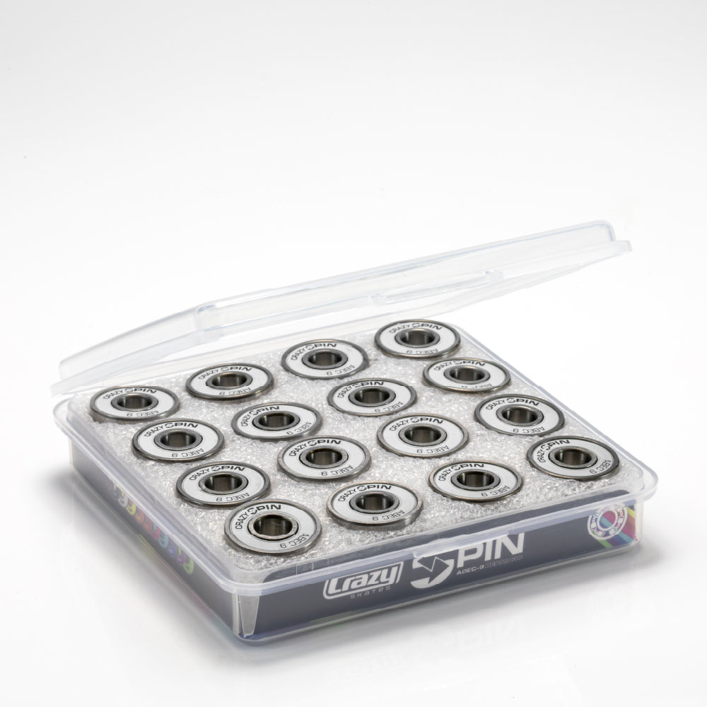Crazy Skates Spin White Bearings | Case of 16 | High-Quality Bearings