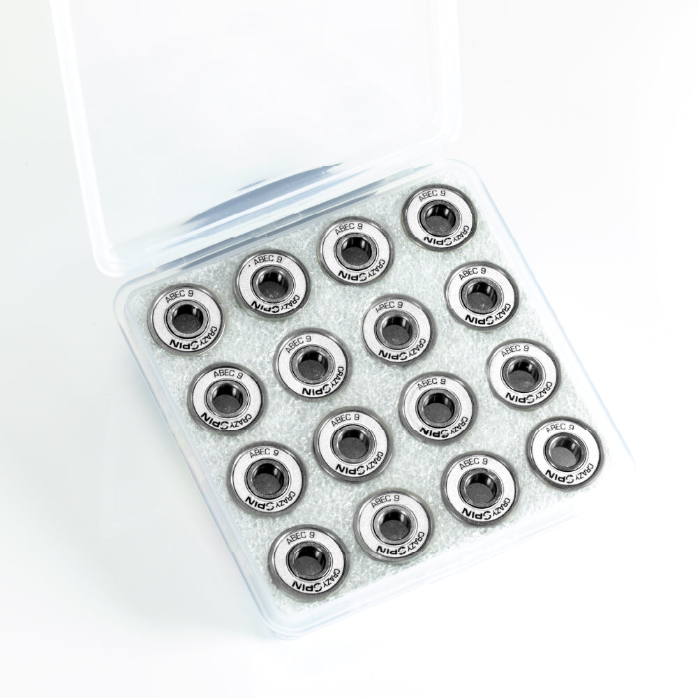 Crazy Skates Spin White Bearings | Case of 16 | High-Quality Bearings