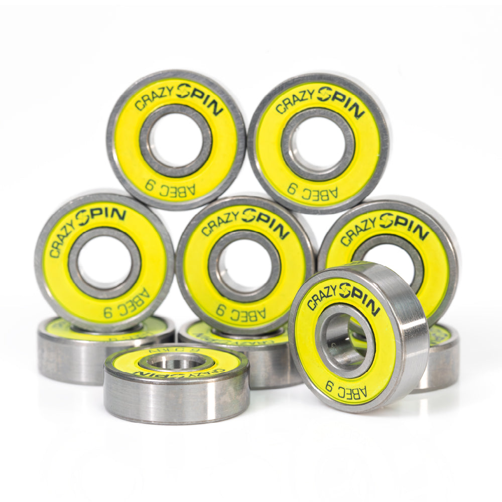 Crazy Skates Spin Yellow Bearings | Case of 16 | High-Quality Bearings