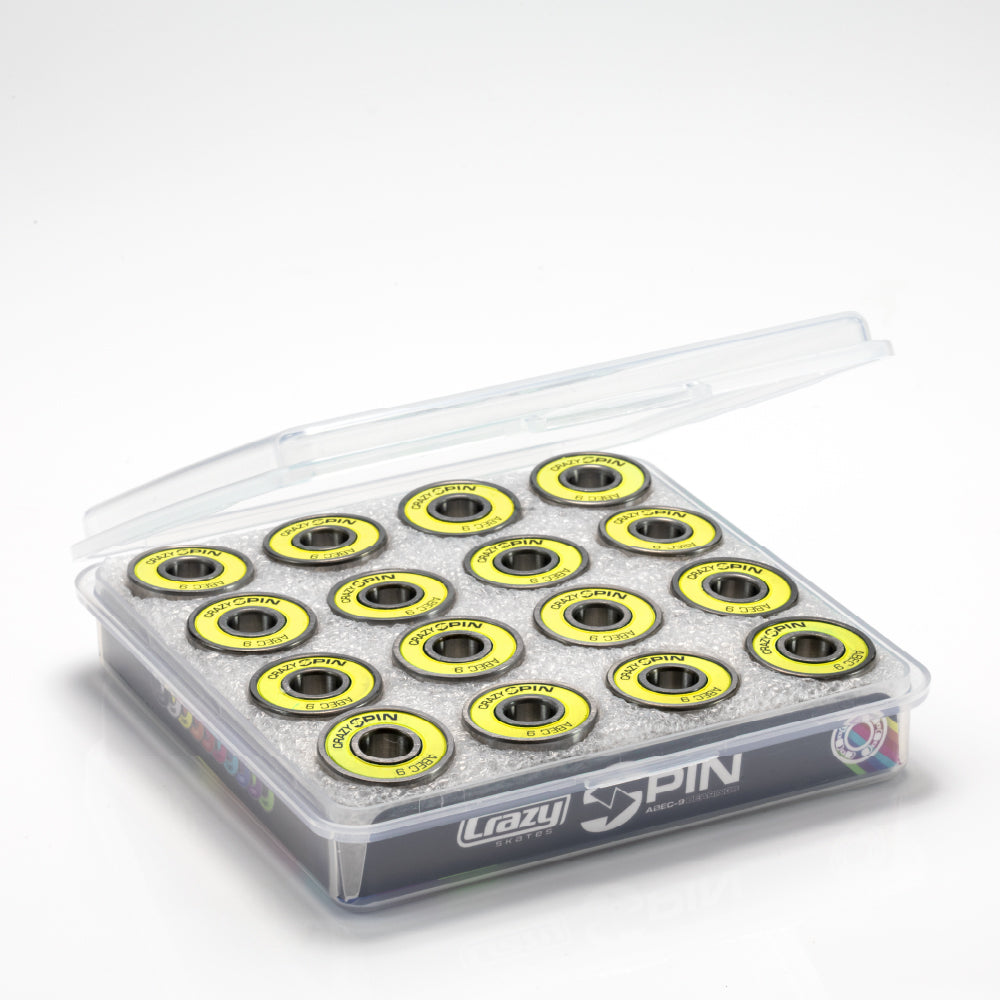 ピースケ Crazy Skates Spin Yellow Bearings | Case of 16 | High-Quality Bearings