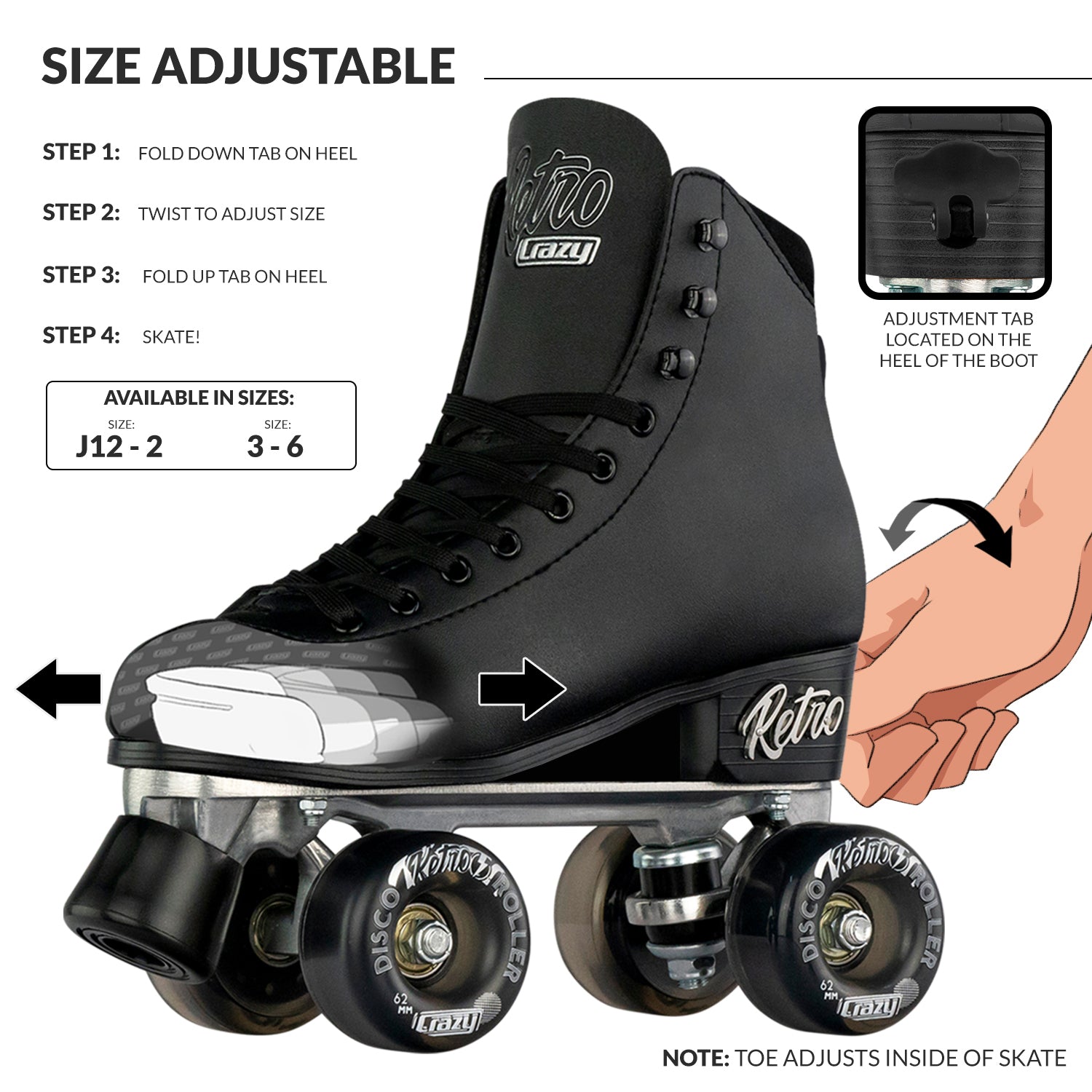 RETRO - Size Adjustable Roller Skates