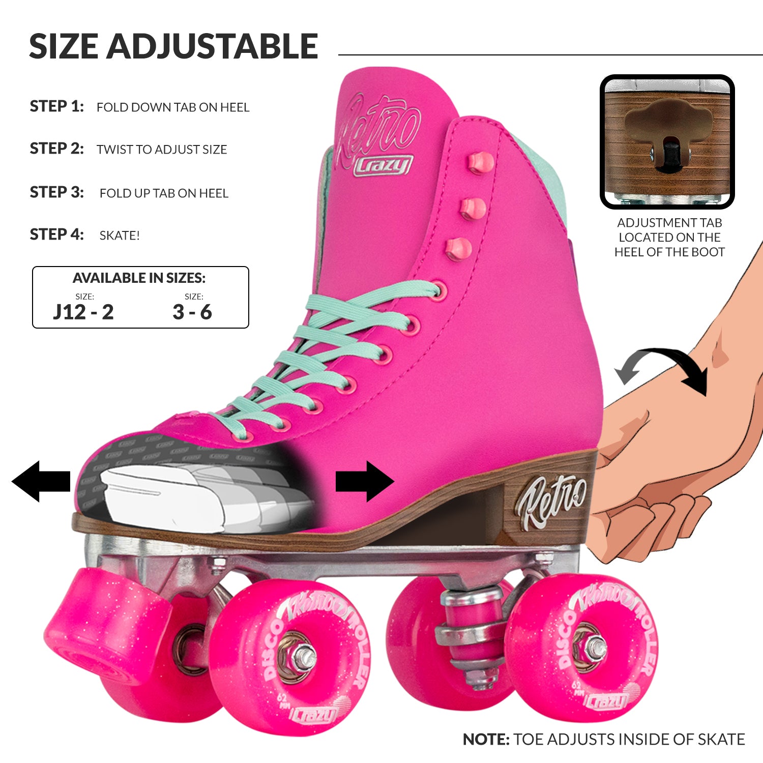 RETRO - Size Adjustable Roller Skates