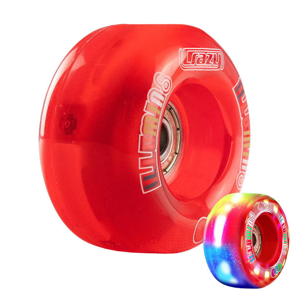 illumin8 Red | LED Light-Up Roller Skate Wheels | Set of 2